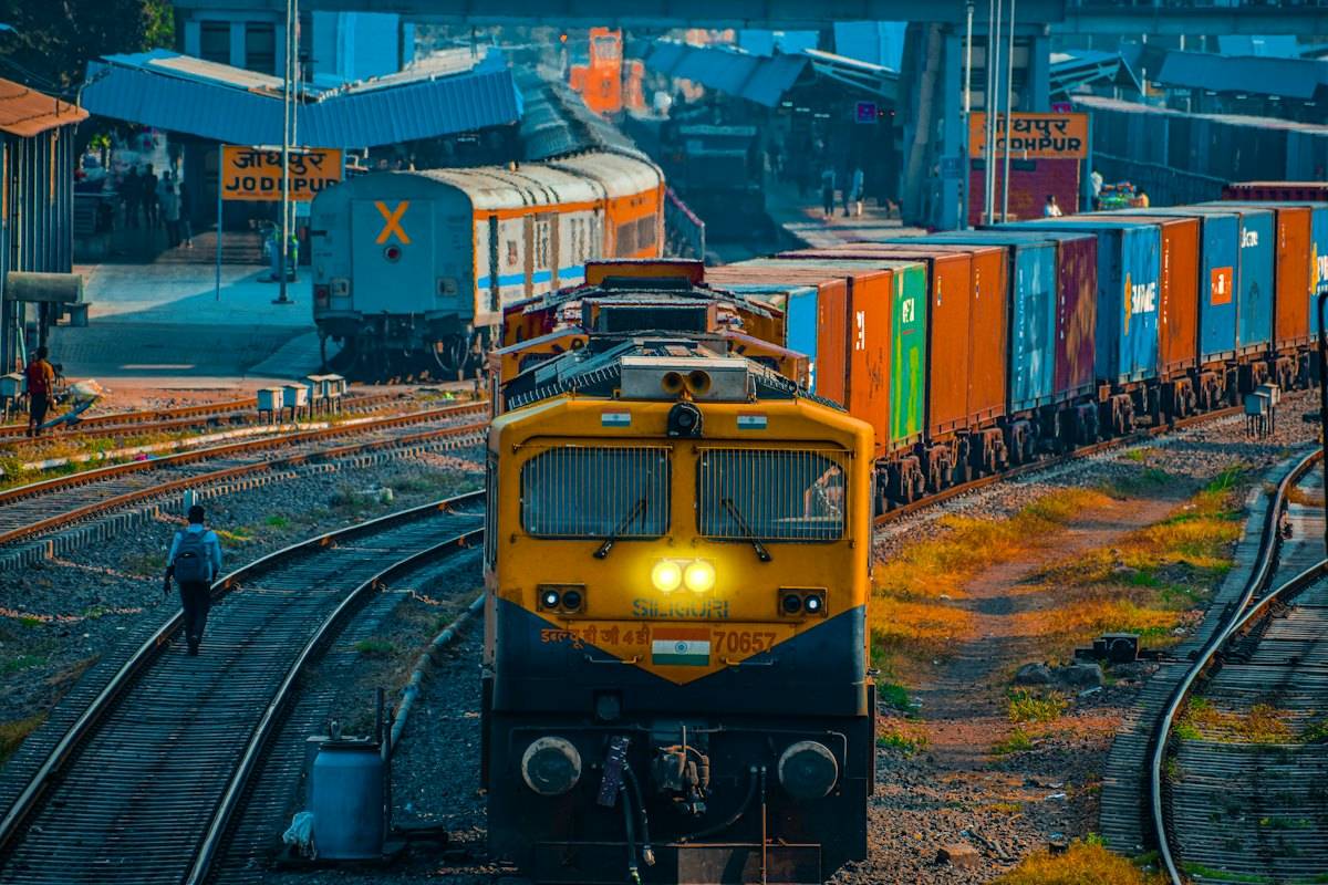 A container train on the move